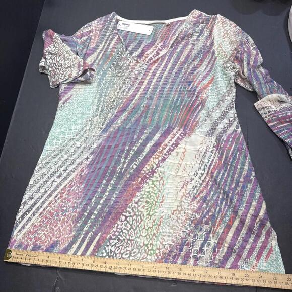 Soft Surroundings Boho Multi Mixed Print Geometric Knit Blouse Size M NWT - Picture 9 of 12